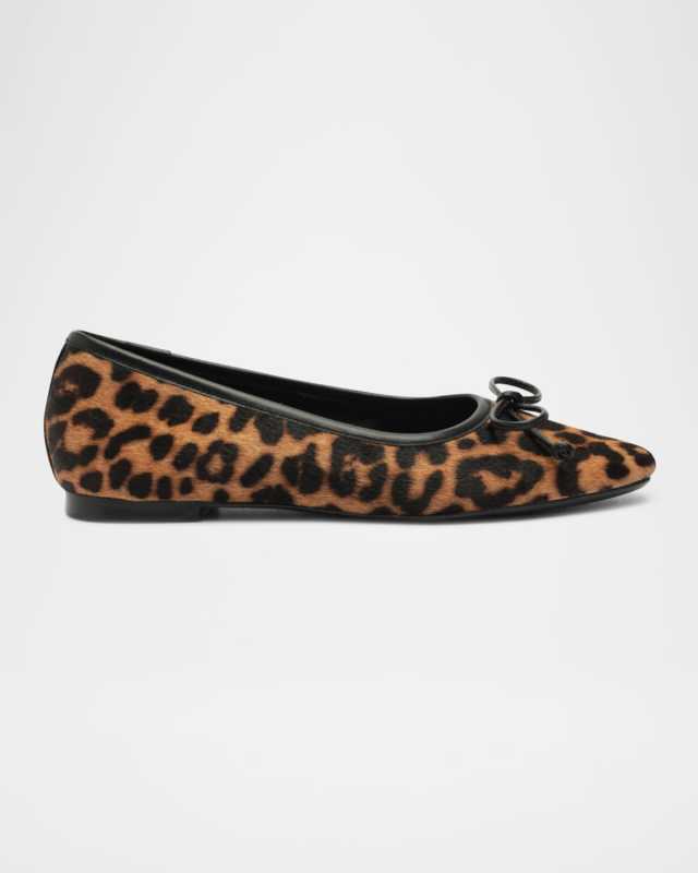 Arissa Leopard-Print Calf Hair Ballet Flats